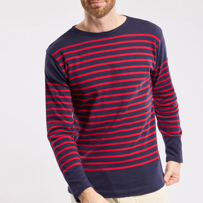 Breton Striped Shirt L/S: Navy & Red