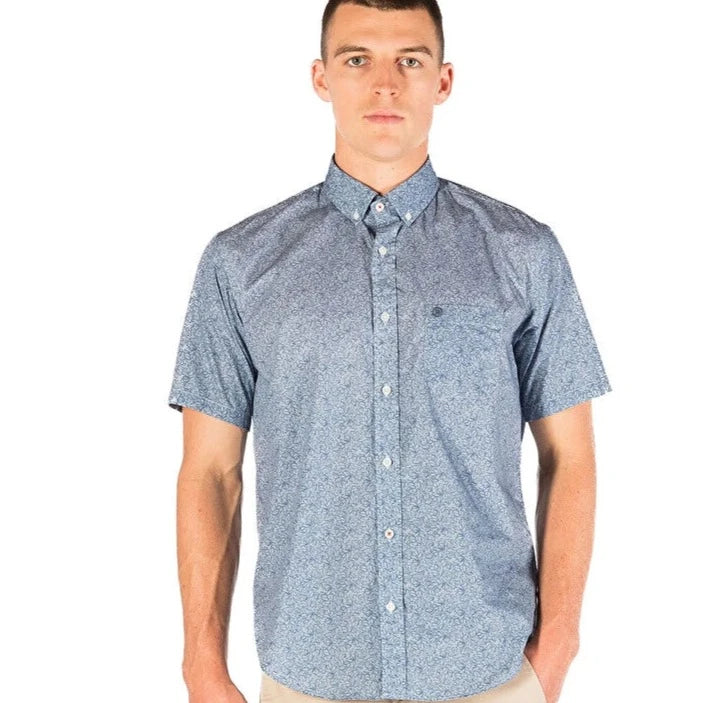 Floral Outline Shirt S/S: Storm Blue