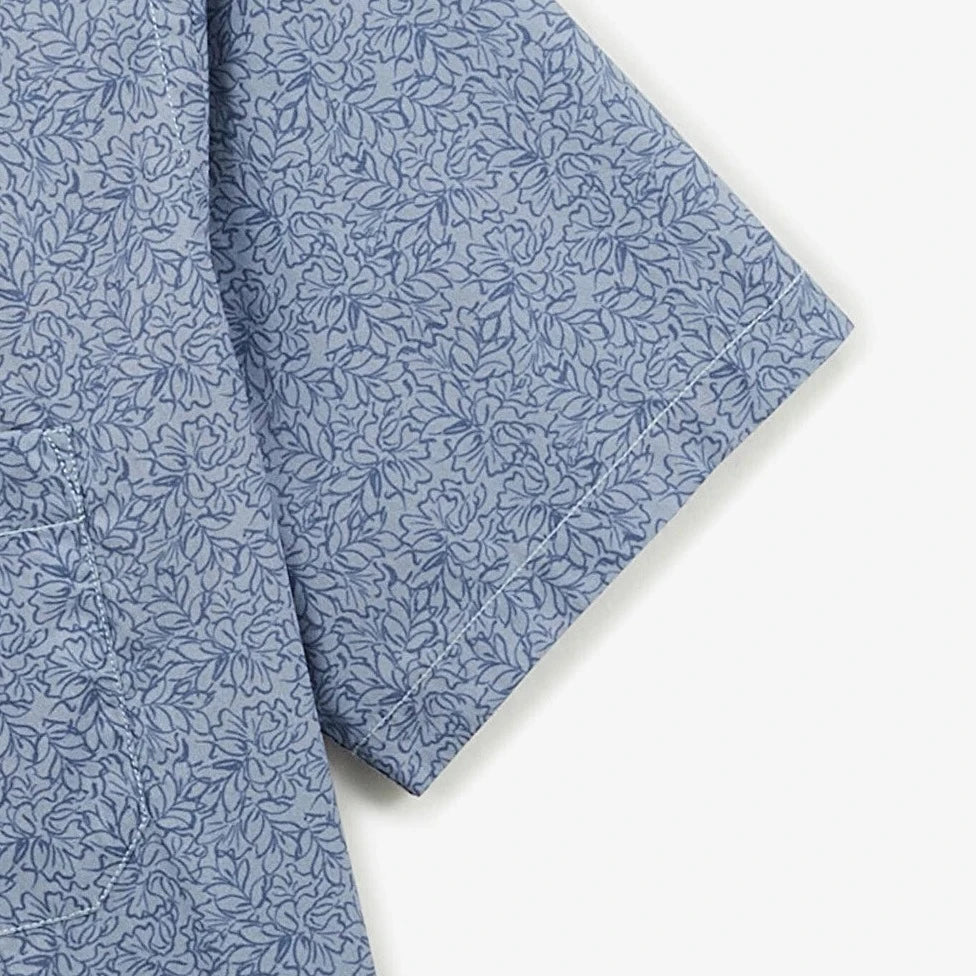 Floral Outline Shirt S/S: Storm Blue