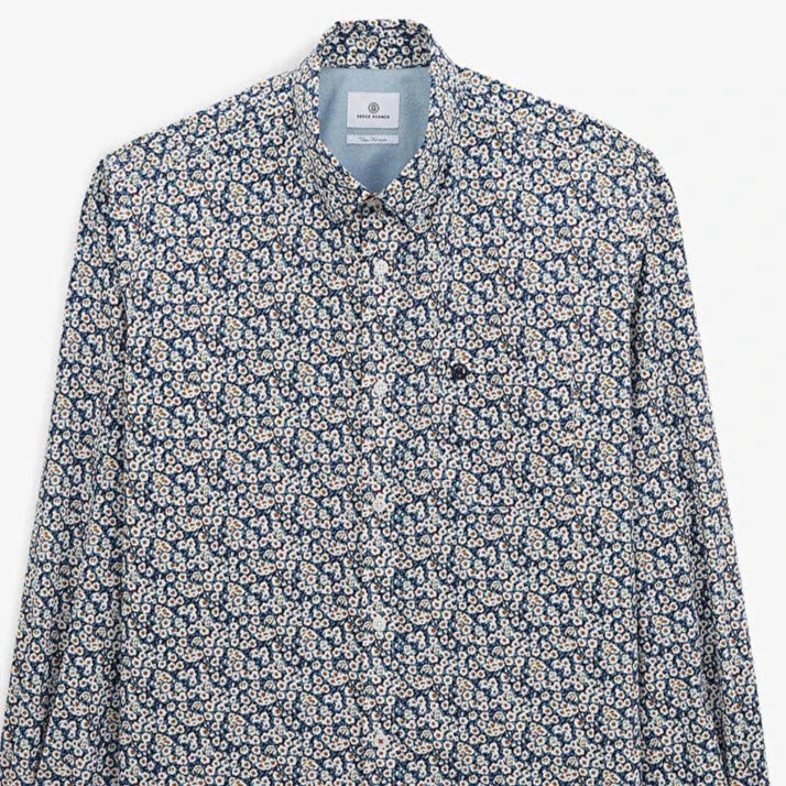 Field of Daisies Print Shirt L/S: Azure