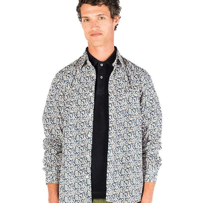 Field of Daisies Print Shirt L/S: Azure