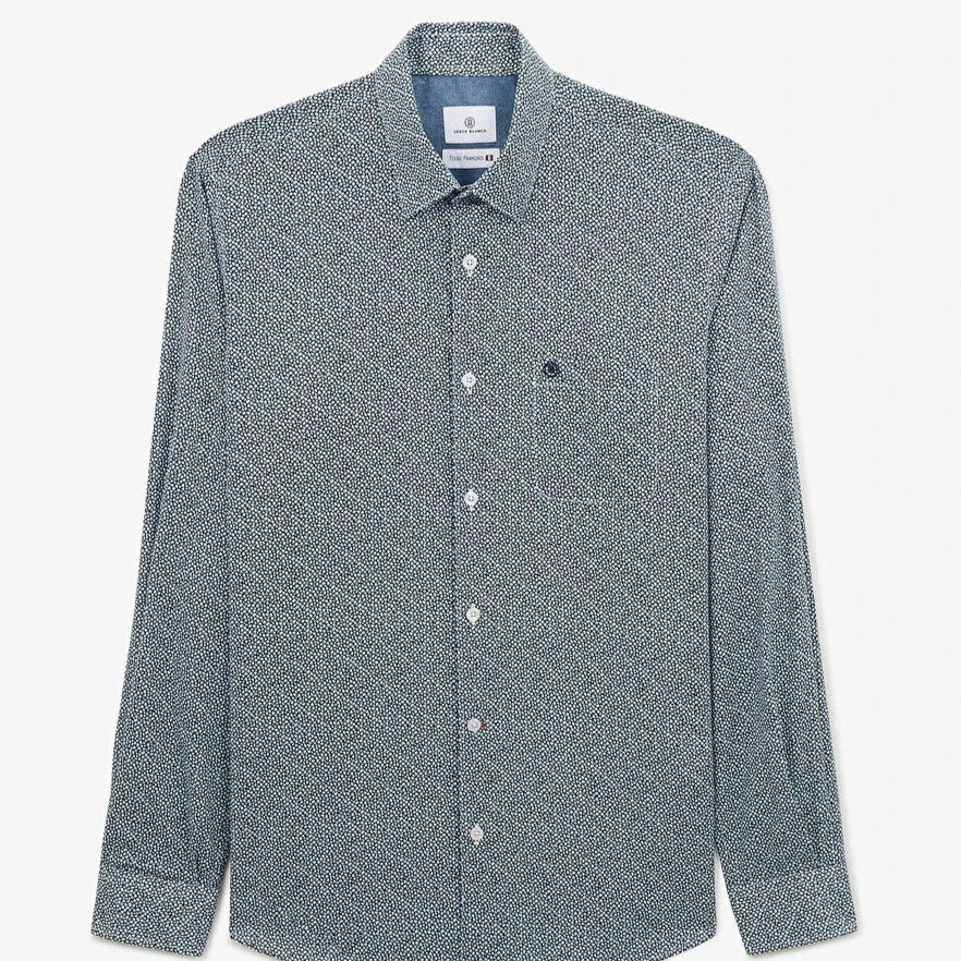 Mini-Pebble Print Shirt L/S: Midnight