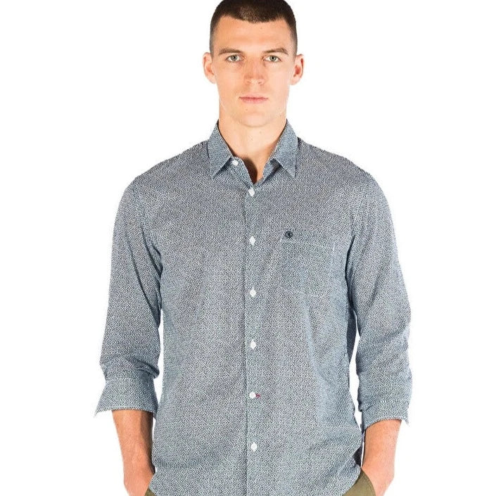 Mini-Pebble Print Shirt L/S: Midnight