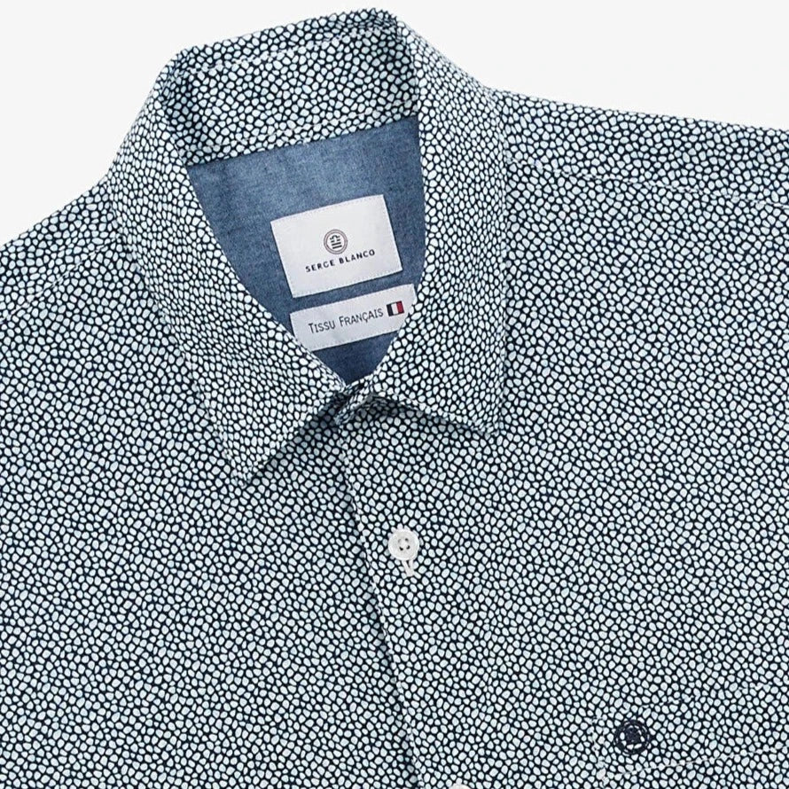 Mini-Pebble Print Shirt L/S: Midnight
