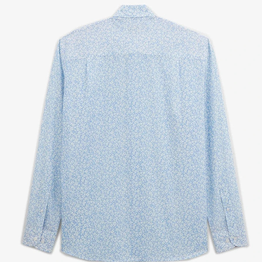 Mini-Flower Print Shirt L/S: Sky Blue