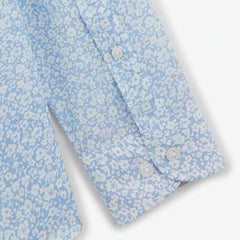 Mini-Flower Print Shirt L/S: Sky Blue
