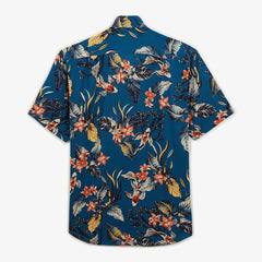 Koi Fish Print Shirt S/S: Blue