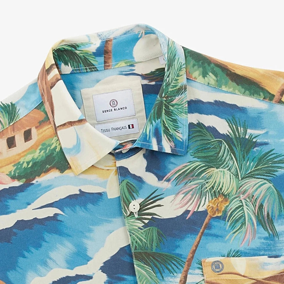 Hawaiian Print Shirt S/S: Blue