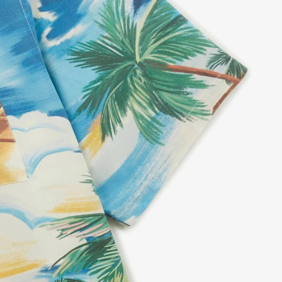 Hawaiian Print Shirt S/S: Blue