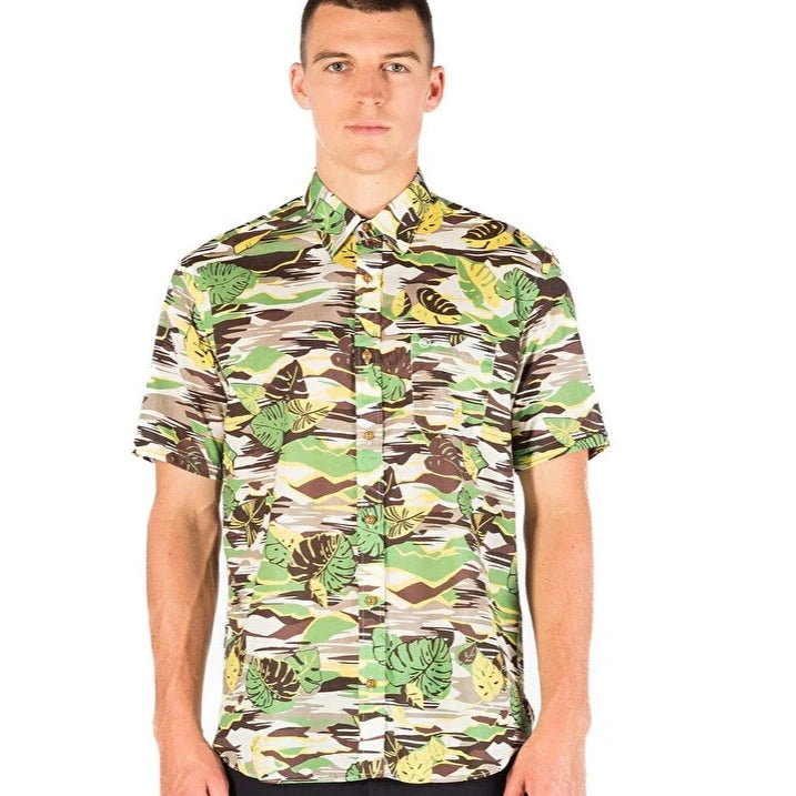 Leaf Print Shirt S/S: Yuzu Yellow
