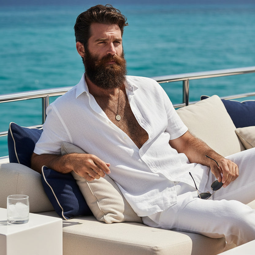 Solid Linen Shirt S/S: White
