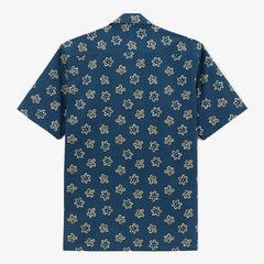 Abstract Flower Camp Shirt S/S: Blue