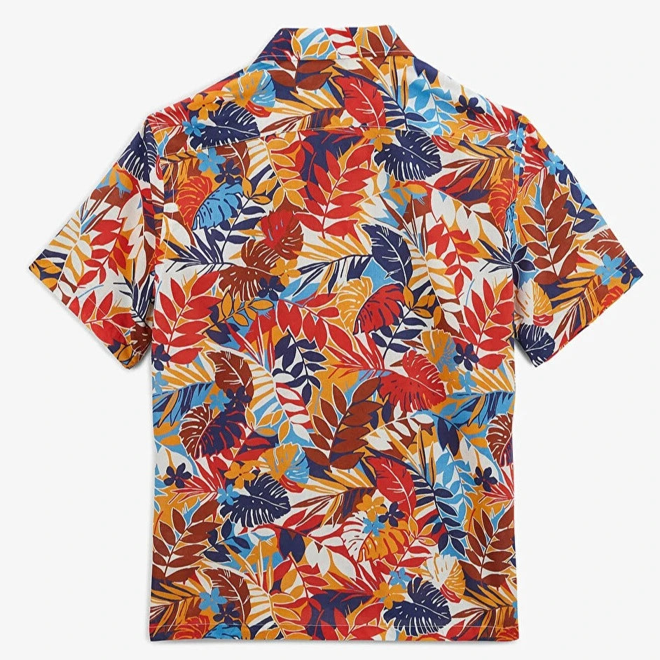 Tropical Leaf Camp Shirt S/S:Apricot
