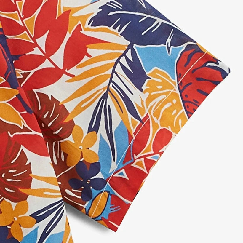 Tropical Leaf Camp Shirt S/S:Apricot