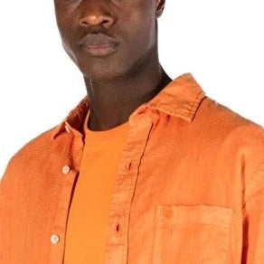 Solid Linen Shirt S/S: Orange