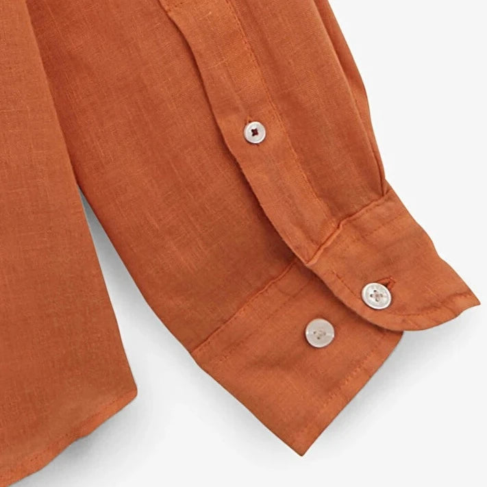 Solid Linen Shirt L/S: Orange