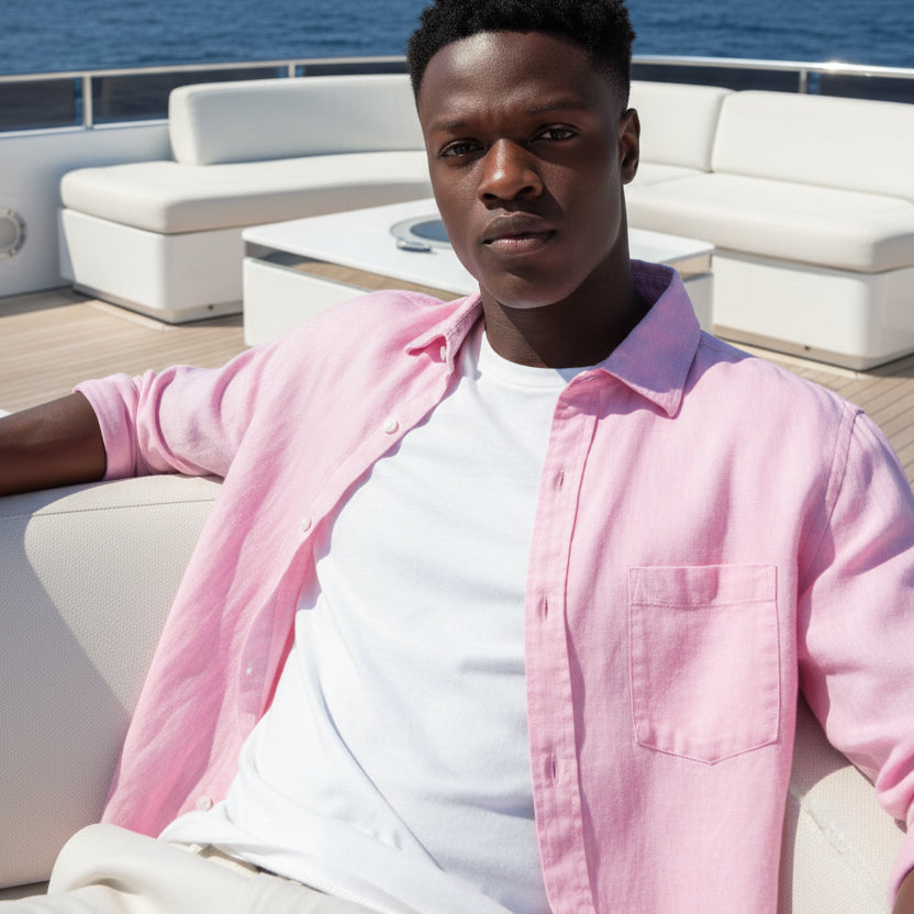 Solid Linen Shirt S/S: Lilac
