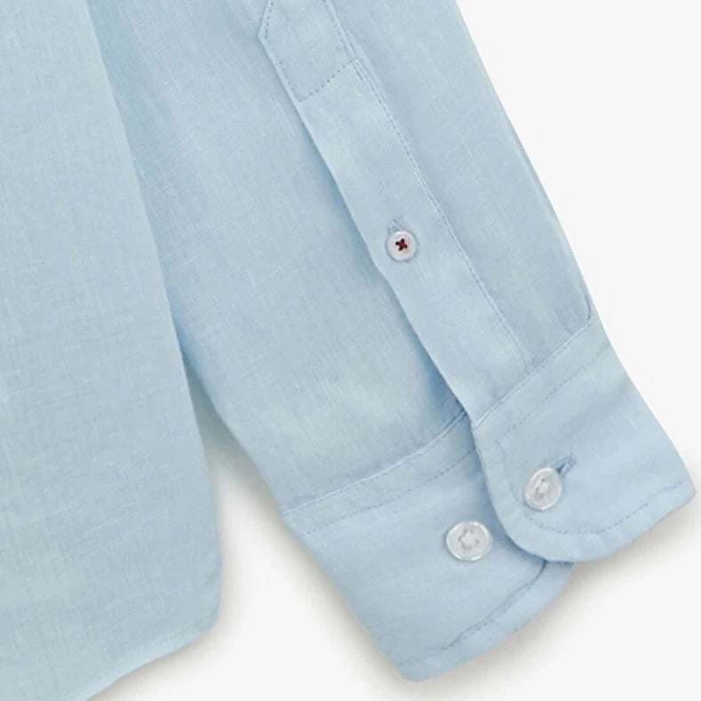 Solid Linen Shirt L/S: Cristal Blue