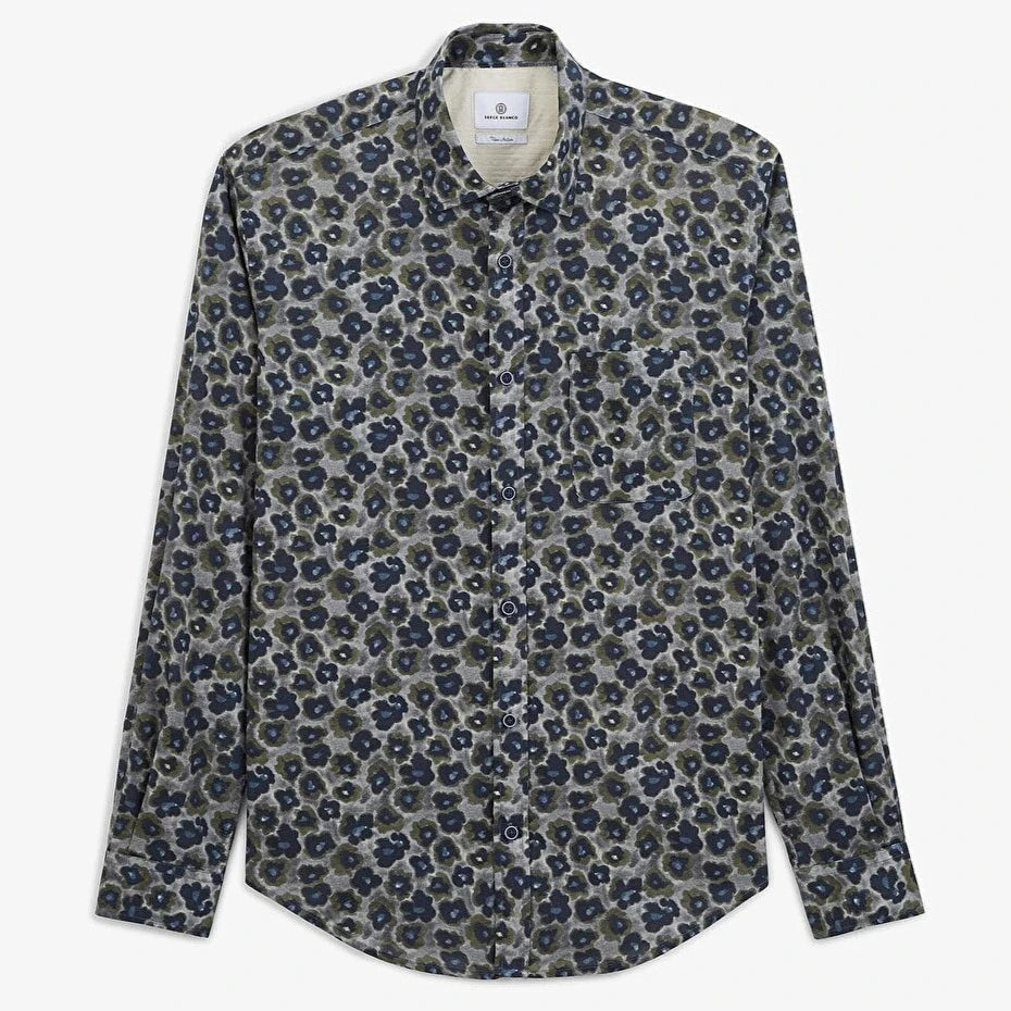 Poppies Print Shirt L/S: Dark Grey