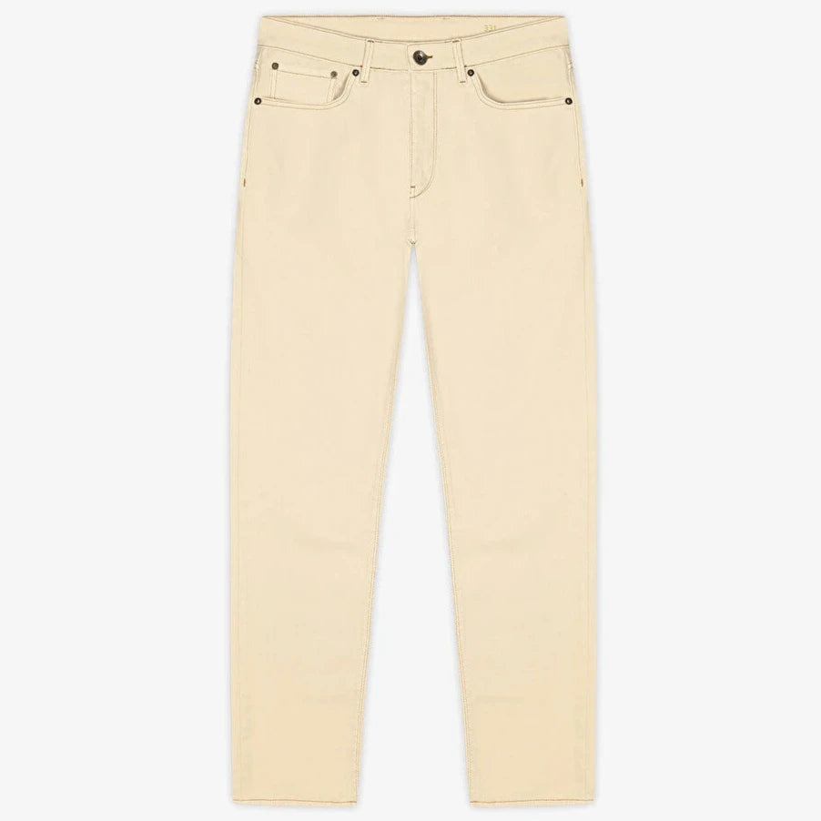 Tapered Stretch Denim: Ecru