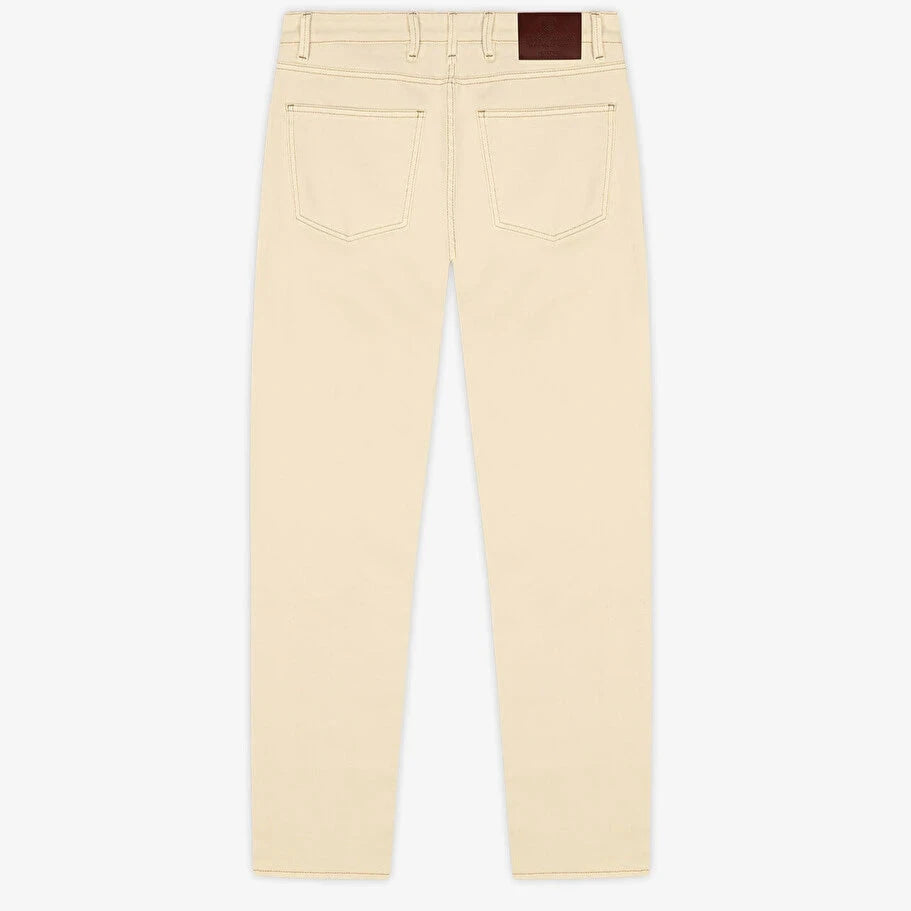 Tapered Stretch Denim: Ecru