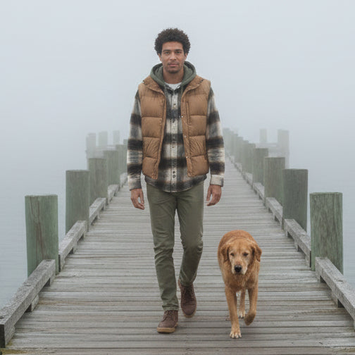 Daman Sleeveless Hooded Puffer Jacket: Natural