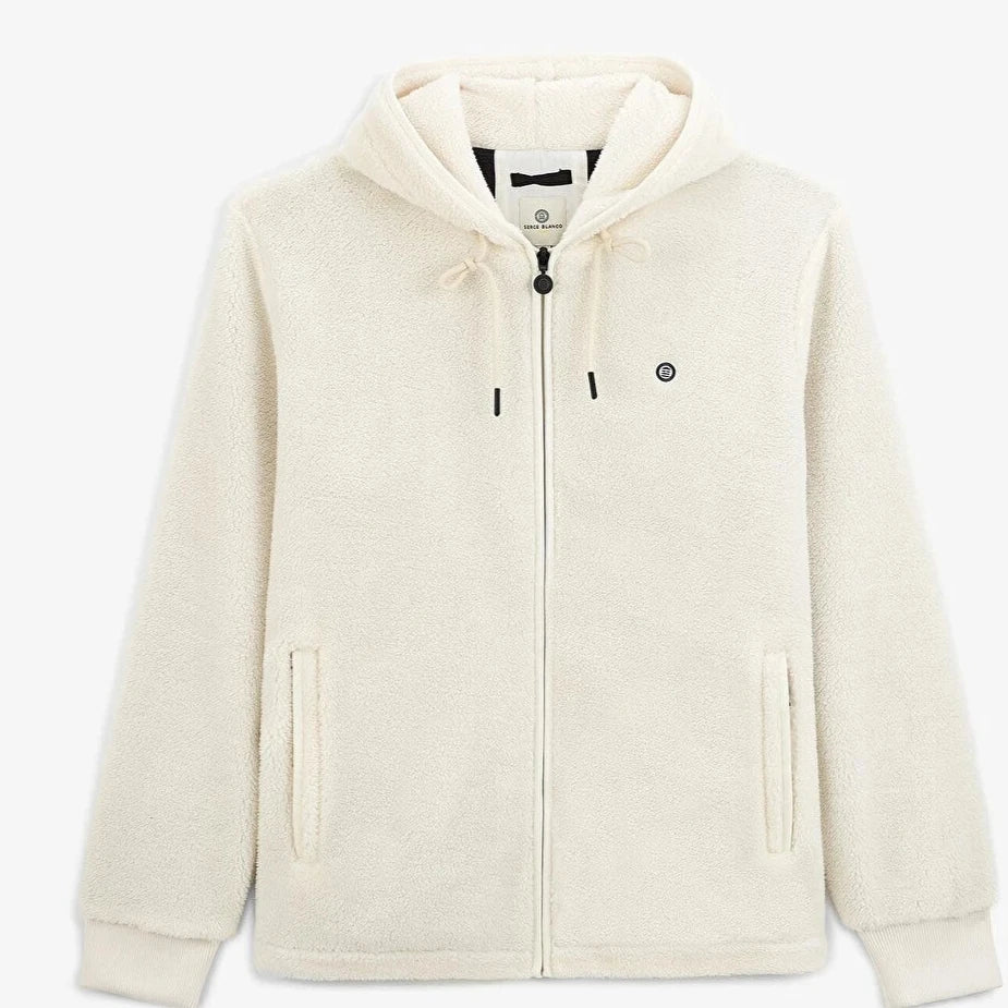 Dominik Hooded Fleece Jacket: Off White