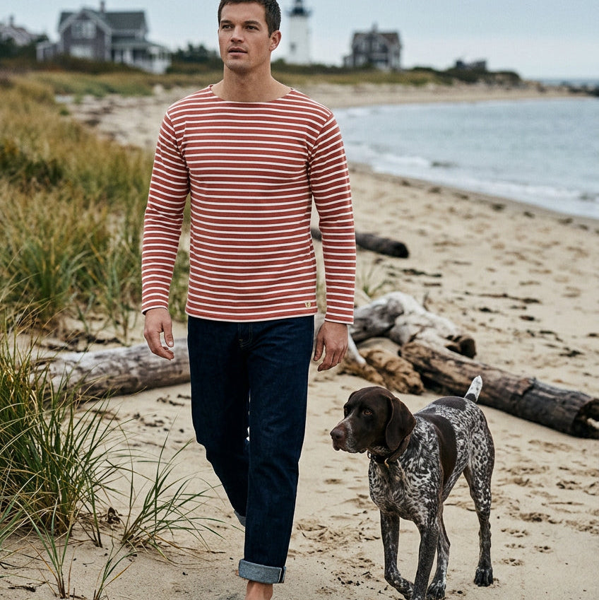 Brenton Striped Shirt L/S: Ketchup/Nature