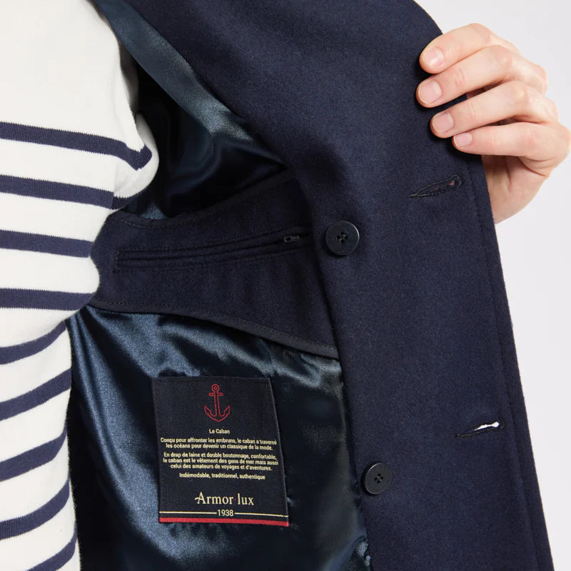 Two-Toned Pea Coat: Navy