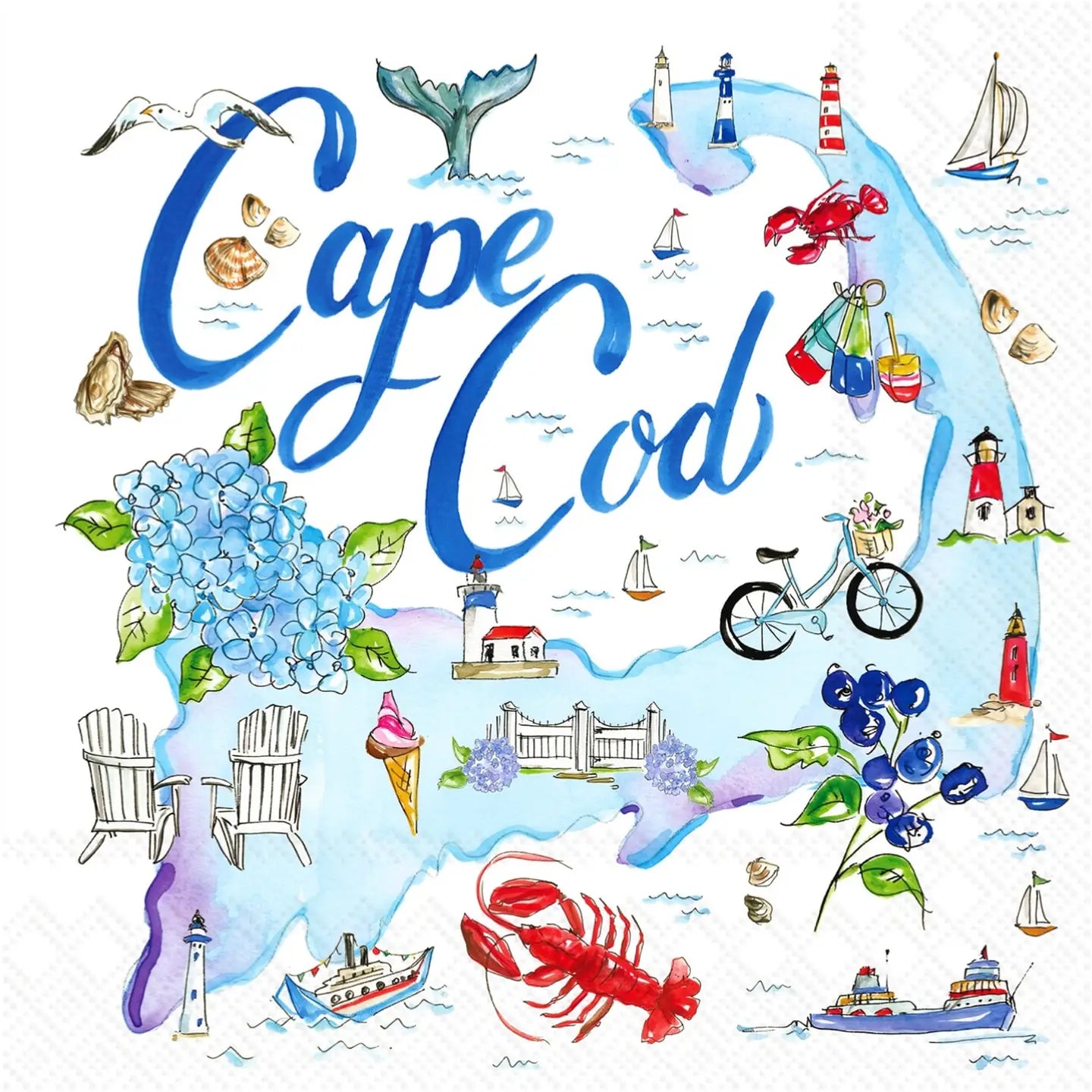 "Cape Cod" Paper Cocktail Napkins: 20 count