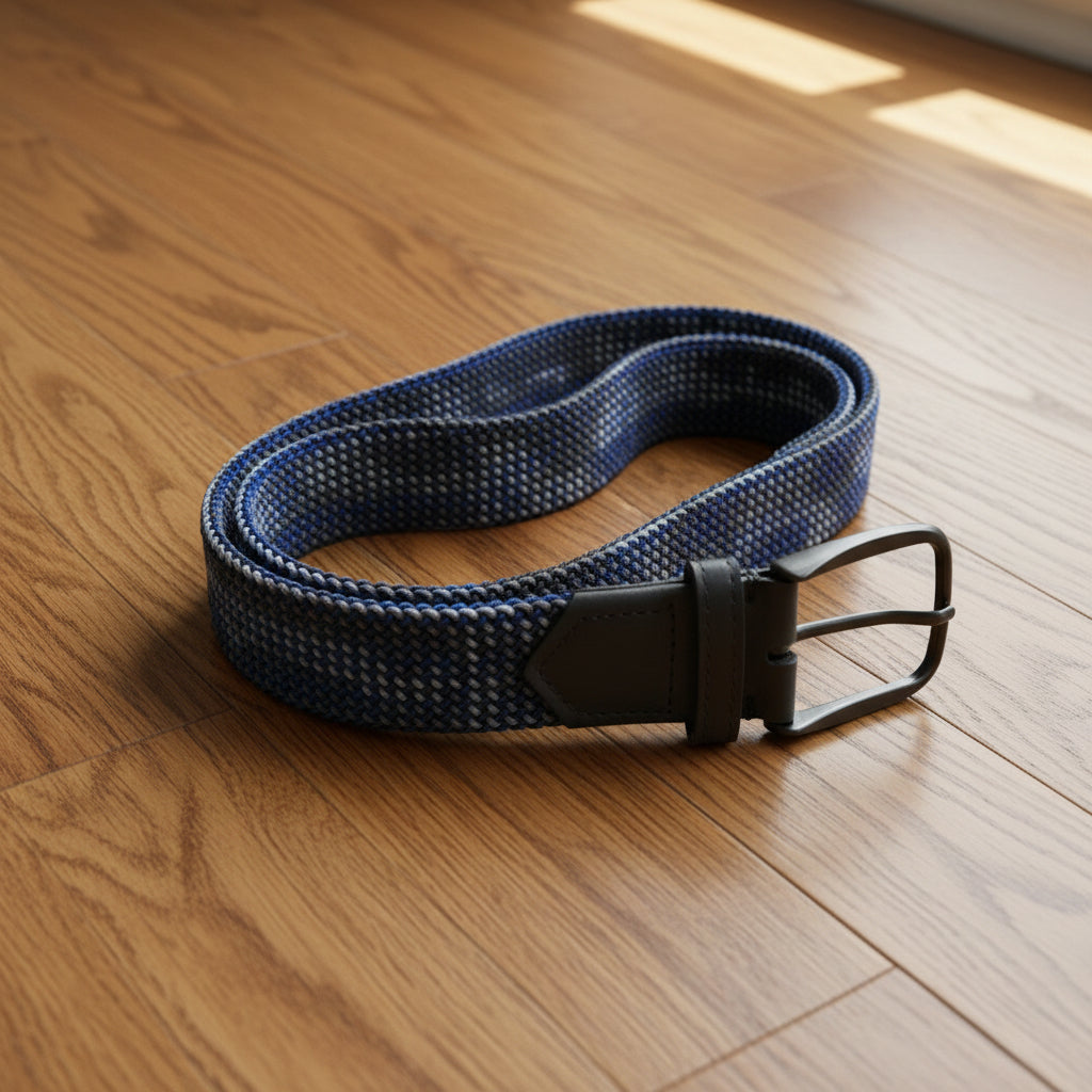 Elastic Stretch Belt: Grey & Blue