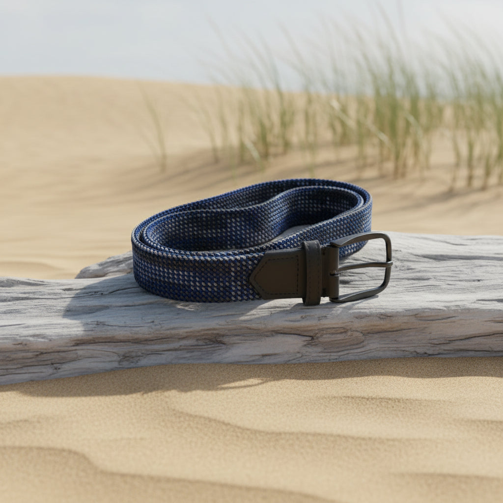 Elastic Stretch Belt: Grey & Blue