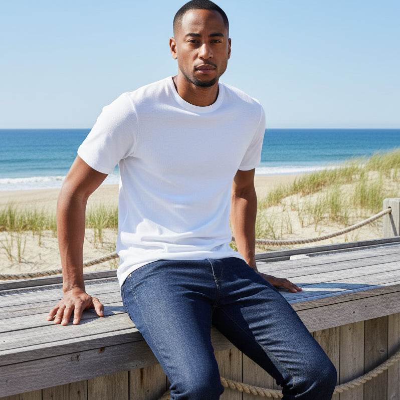 Ribbed Tee S/S: White