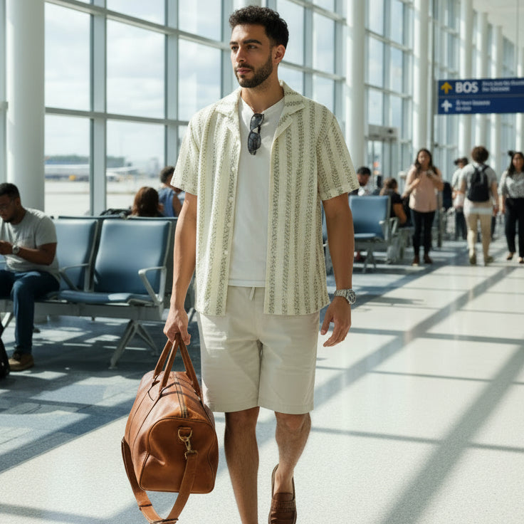 Striped Crochet Shirt S/S: Sand