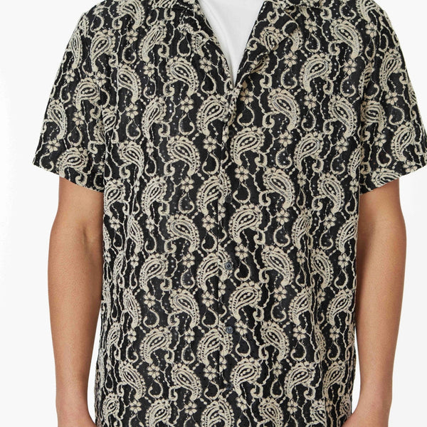 Paisley Crochet Shirt S/S: Black – Henry & Company