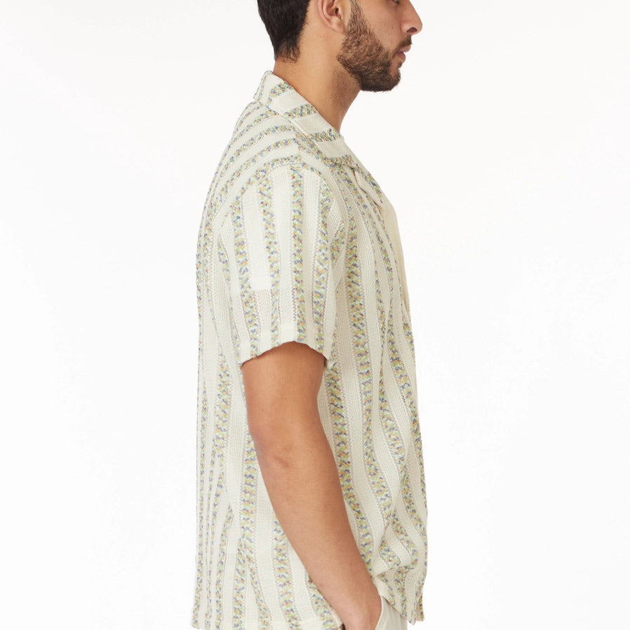Striped Crochet Shirt S/S: Sand