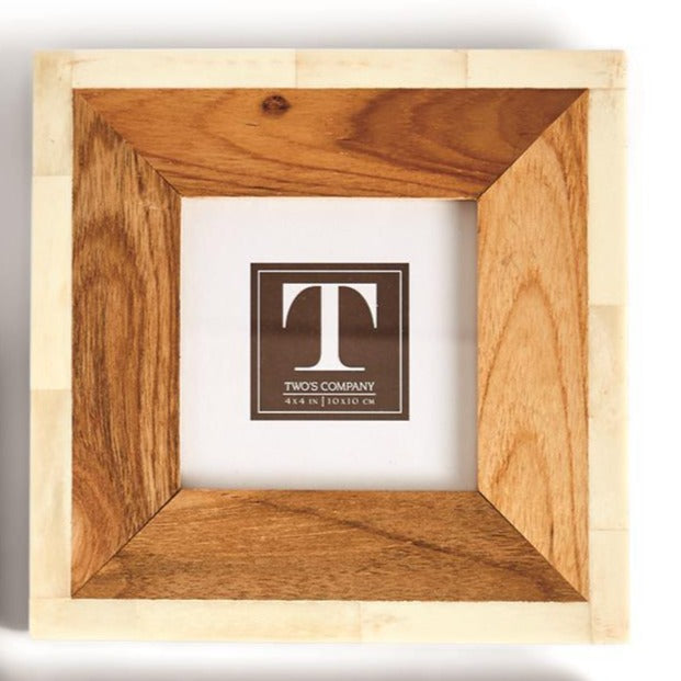 Teakwood & Bone Frame: 4" X 4"