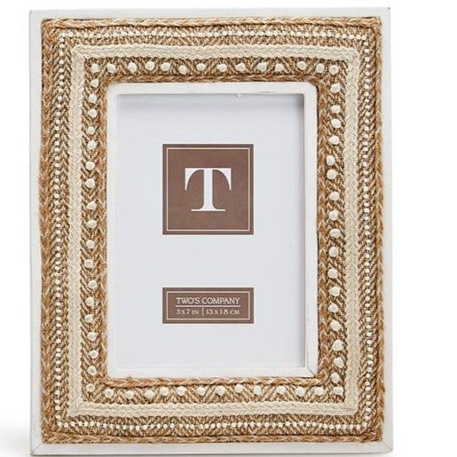 Natural Beaded 5X7 Frame: White Wash & Tan