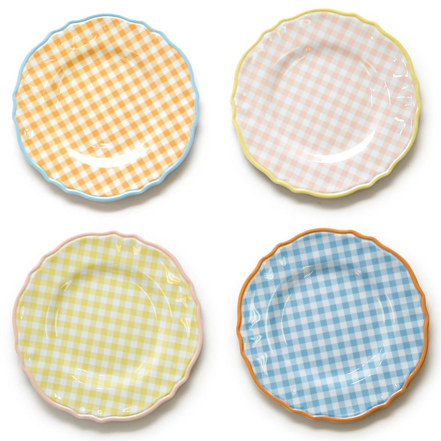 Gingham Melamine Dessert Plate: SOLD INDIVIDUALLY