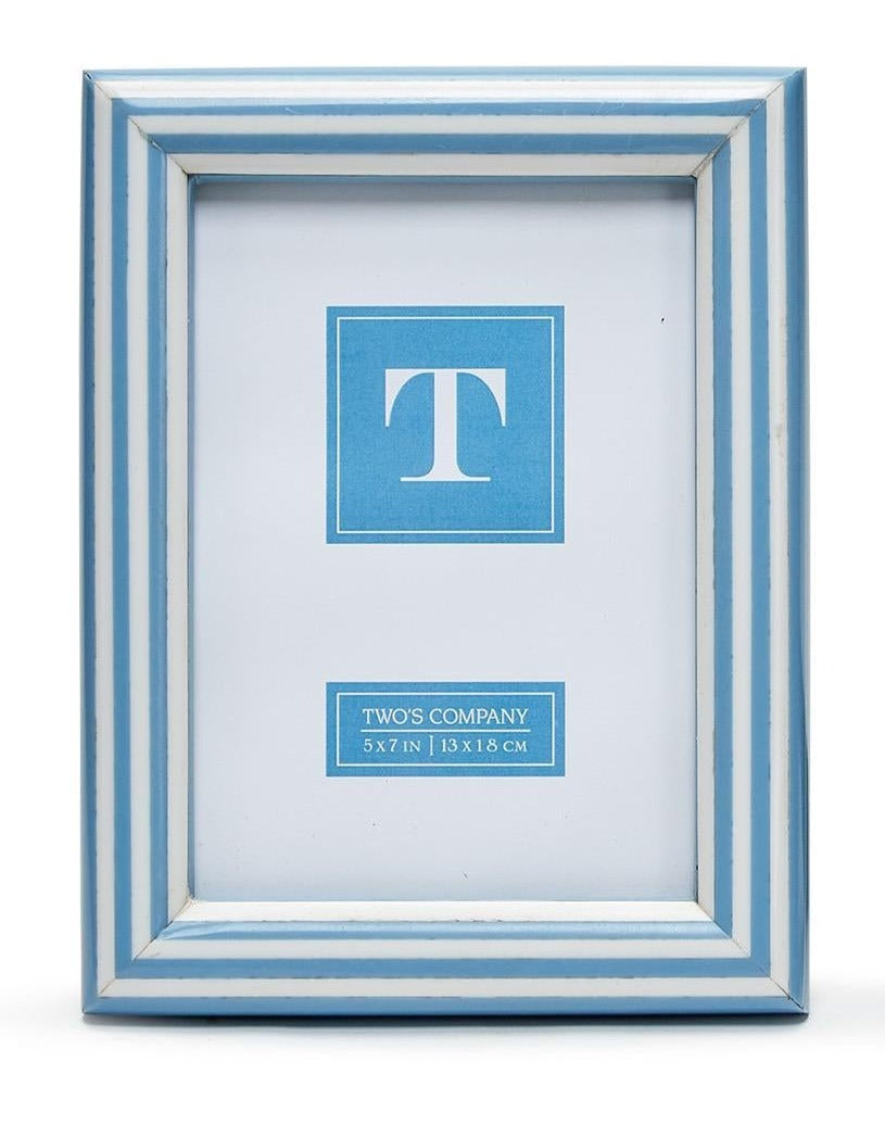 Coastal Stripe 5X7 Frame: Lt Blue & White