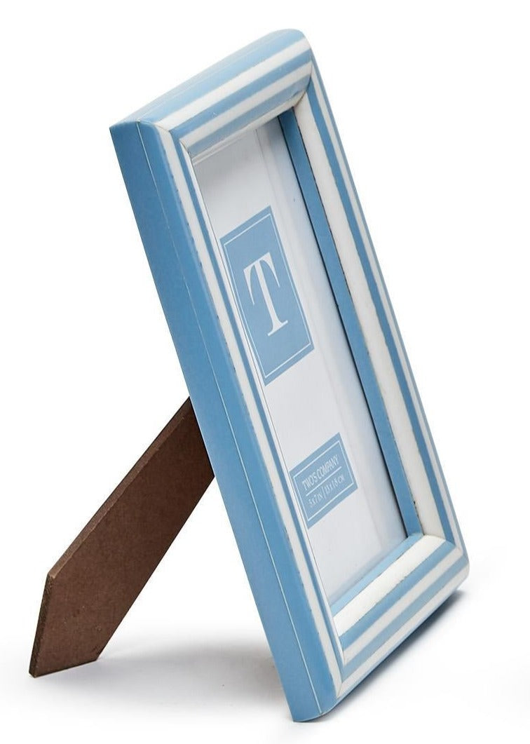 Coastal Stripe 5X7 Frame: Lt Blue & White