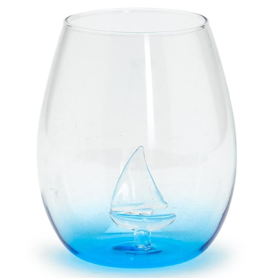 Sailboat Icon Stemless Wine Glass