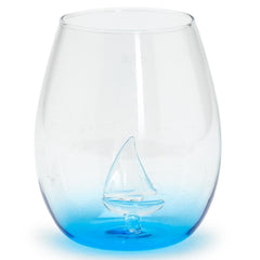Sailboat Icon Stemless Wine Glass