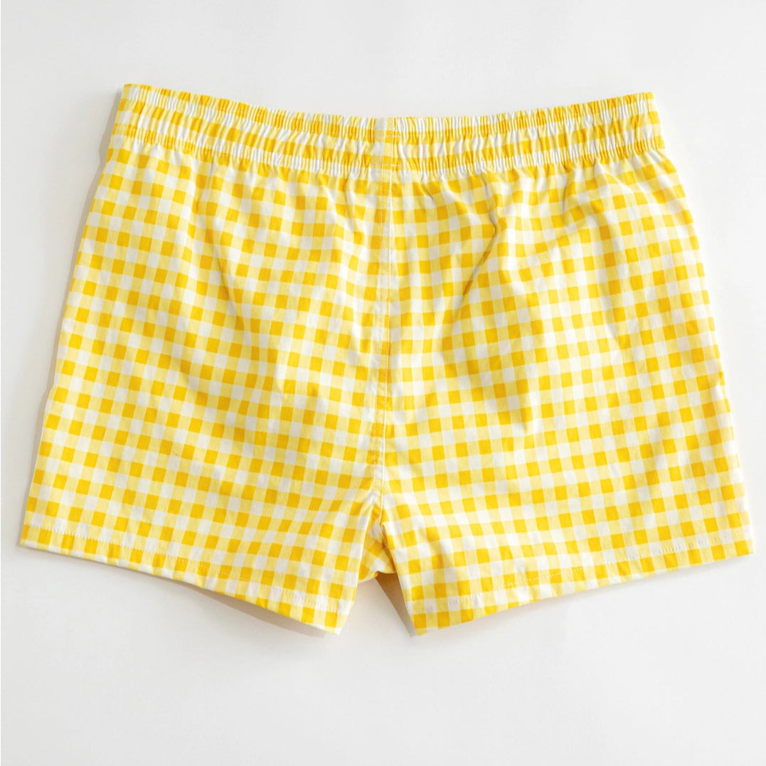 Cabana Swim Trunk: Yellow Gingham