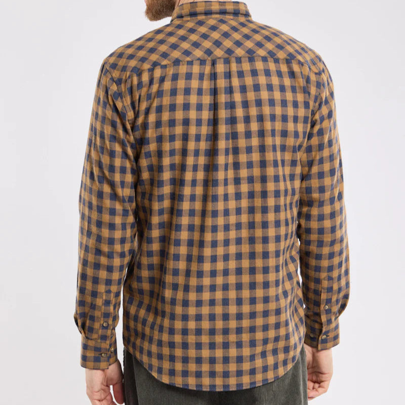Check Shirt L/S: Navy & Camel