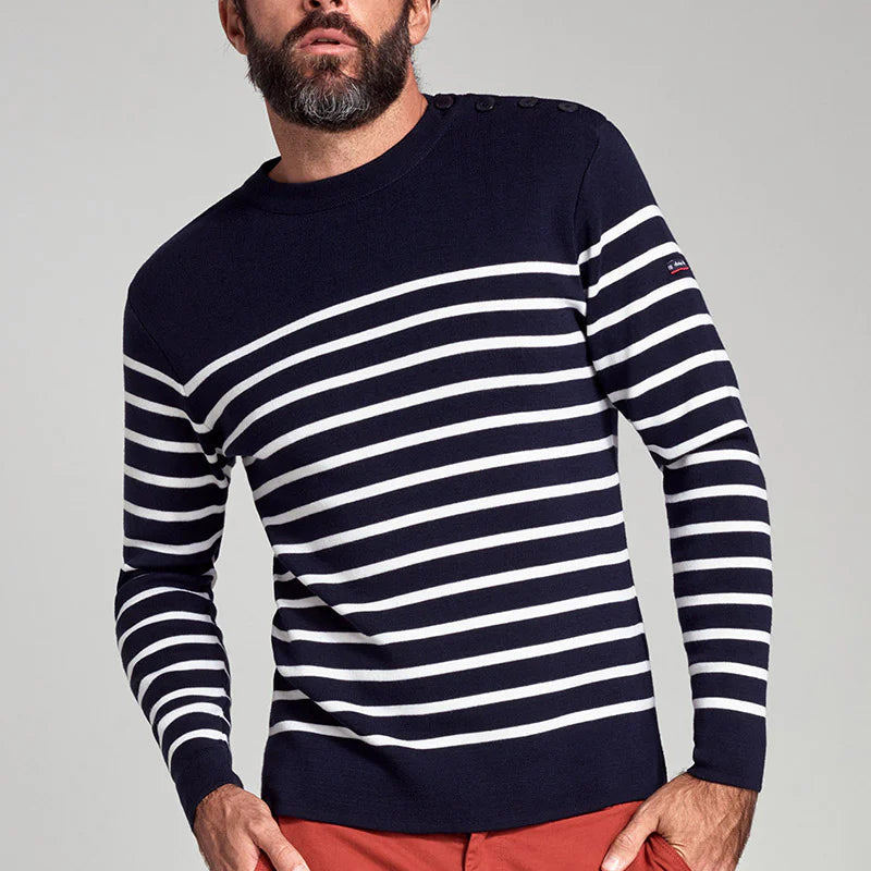 Fishermen Sweater L/S: Navy & White