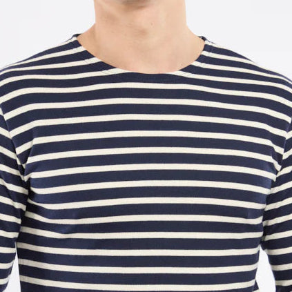 Brenton Striped Shirt L/S: Navy/Nature