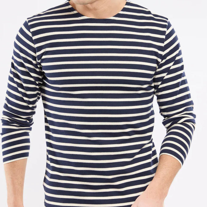 Brenton Striped Shirt L/S: Navy/Nature