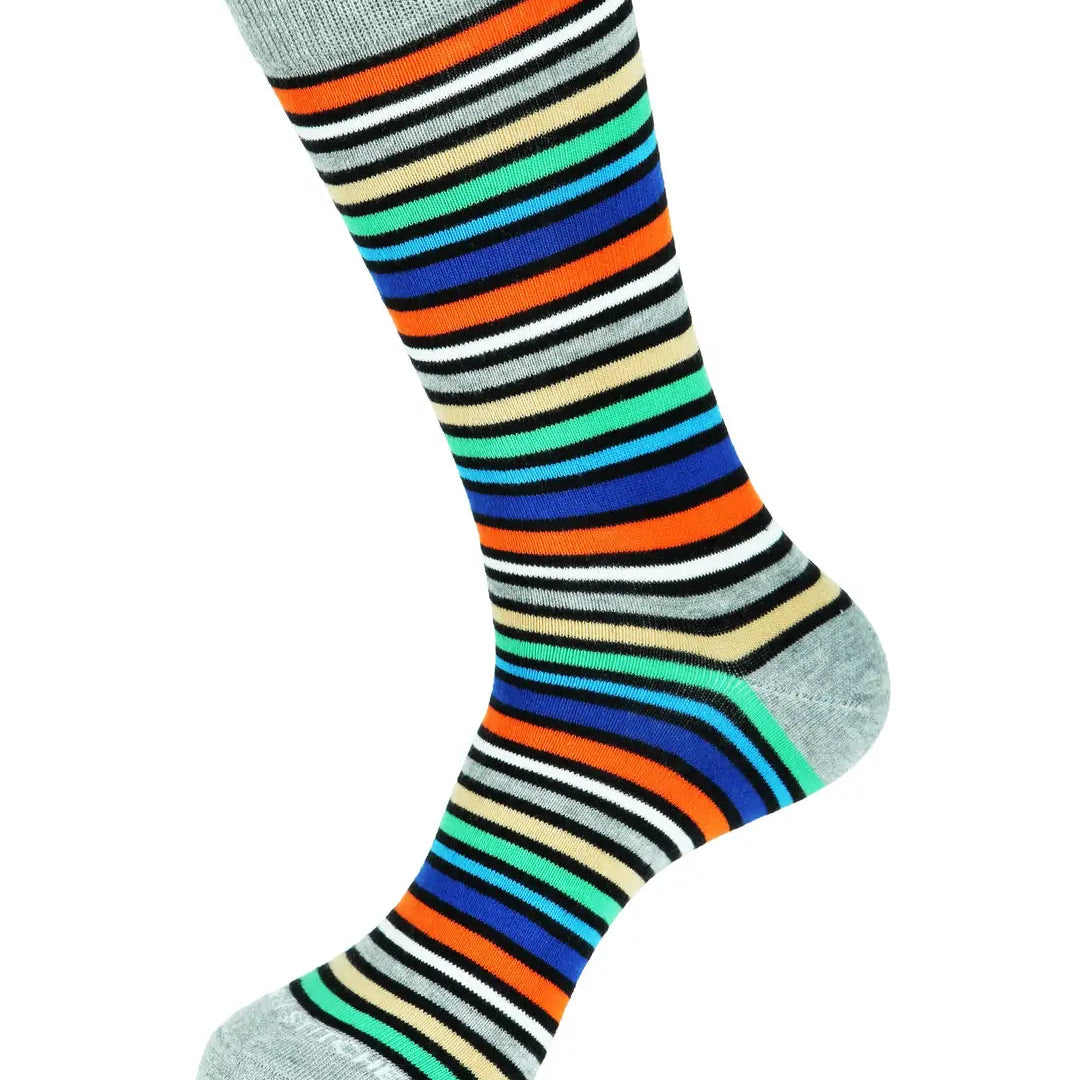 Coastal Stripe Sock: Blue/Orange