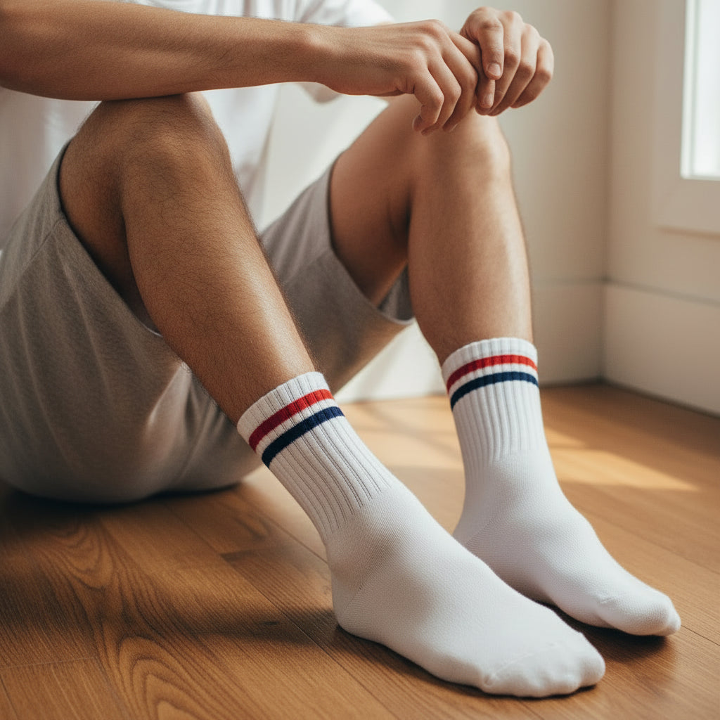 Authentic Crew Sock: Navy/Orange